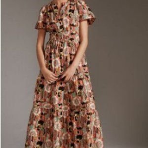 Anthropologie printed maxi dress, size L petite
